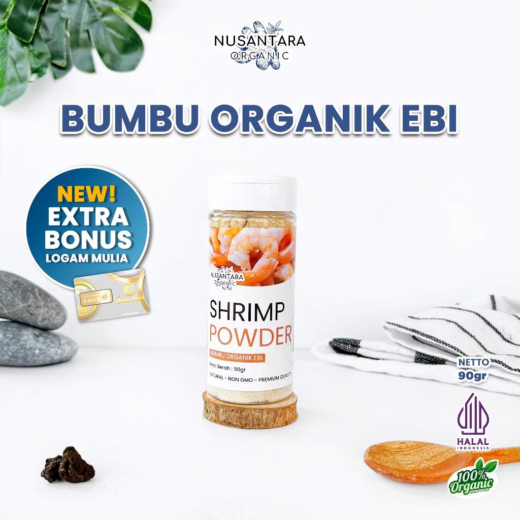 

Nusantara Organic Bubuk Ebi Dried Shrimp Non MSG Halal Sehat Organik Murni Tanpa Campuran 90gr