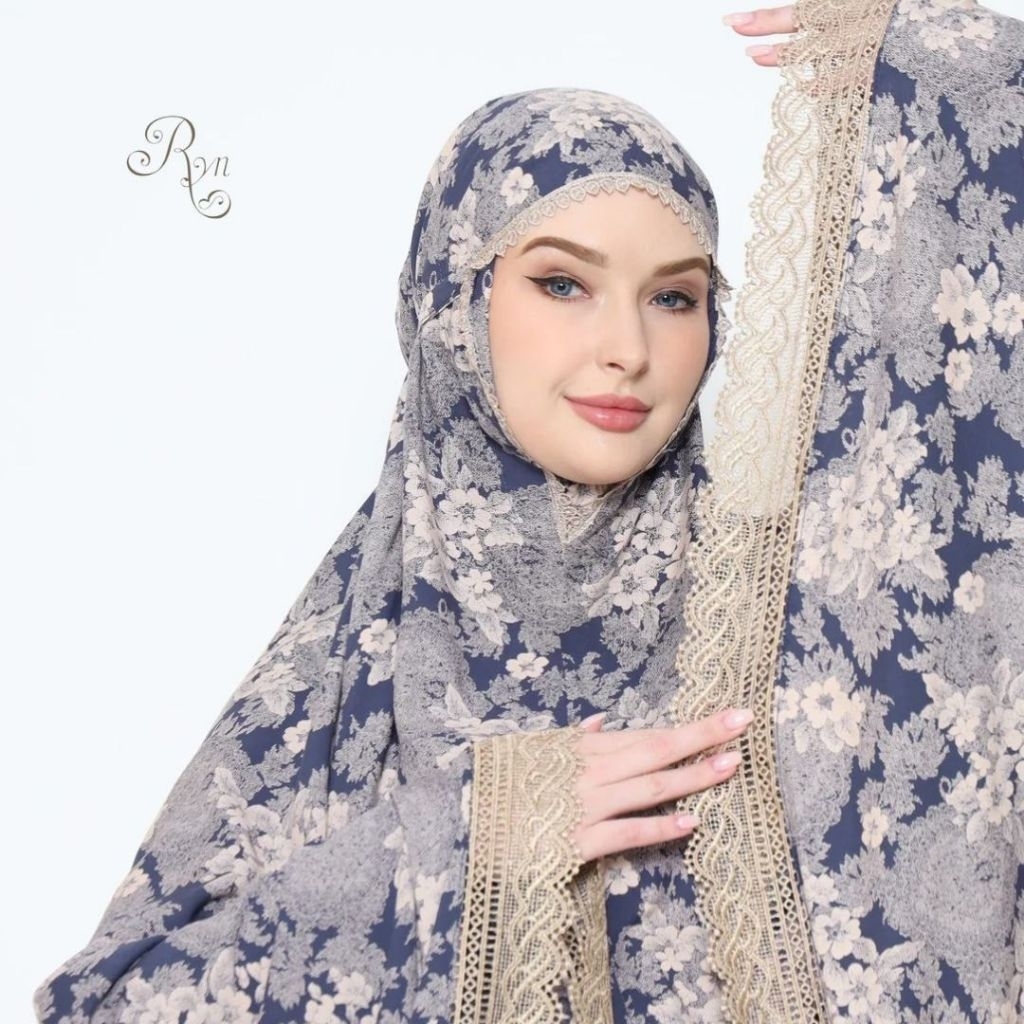 MUKENA DEWASA RYN DAISHA ATAS BAWAH MOTIF BUNGA CANTIK RENDA MEWAH BAHAN VISCOSE IMPORT ADEM DAN NYA