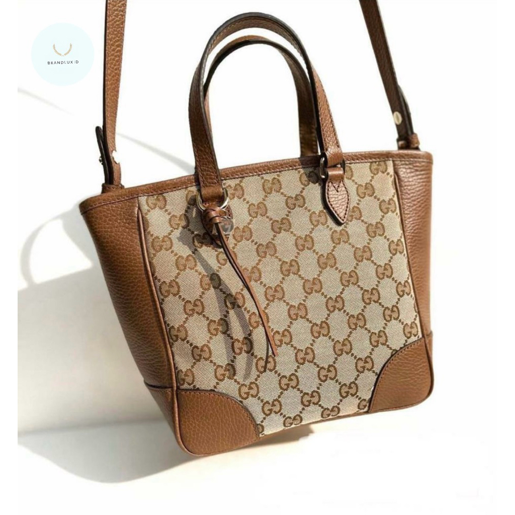 Gucci GG supreme Mini bree top handle / Crossbody Bag In Brown