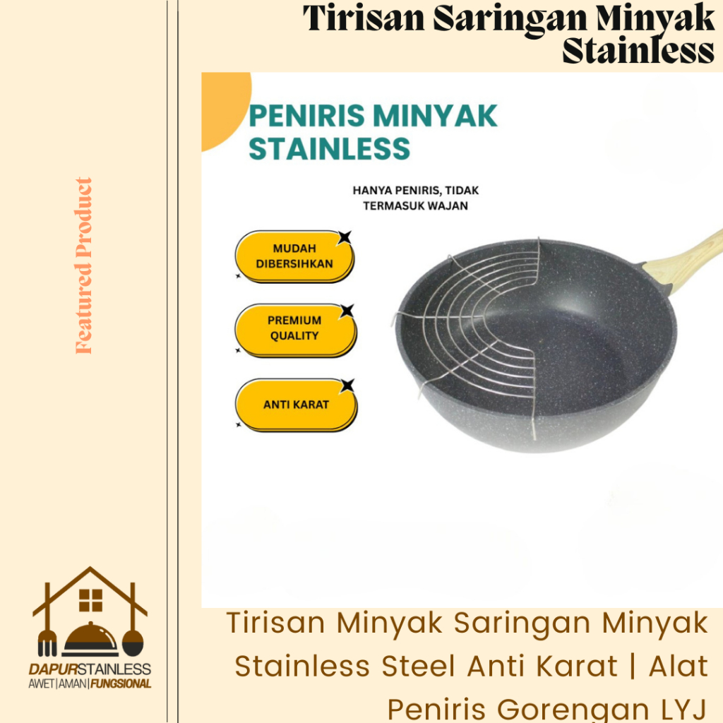 Tirisan Minyak Saringan Minyak Stainless Steel Anti Karat | Alat Peniris Gorengan LYJ