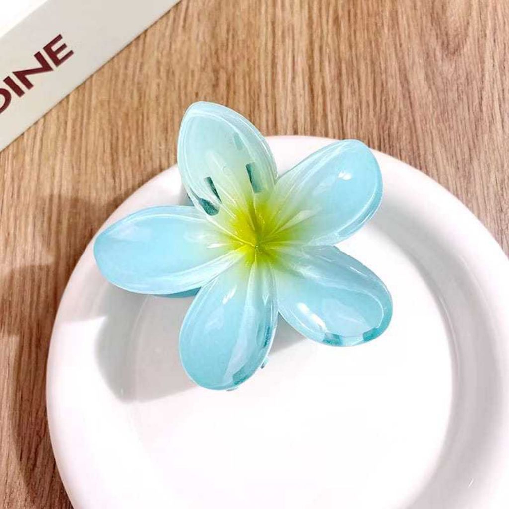 stiker gambar jedaai bunga Kamboja biru muda