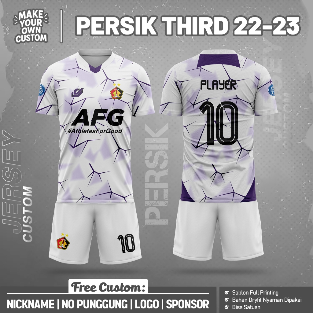 Jersey Bola PERSIK THIRD 2022-2023 Player Setelan Olahraga Bisa Custom nama dan nomor punggung