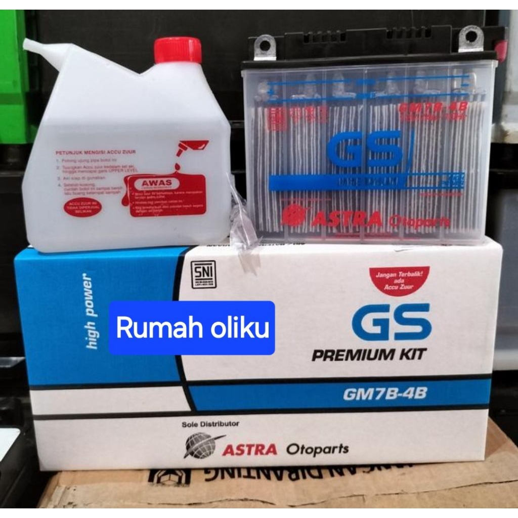 AKI GS ASTRA ORIGINAL 100% GSPK GM7B-4B Basah untuk motor Tiger, Nouvo, Scorpio