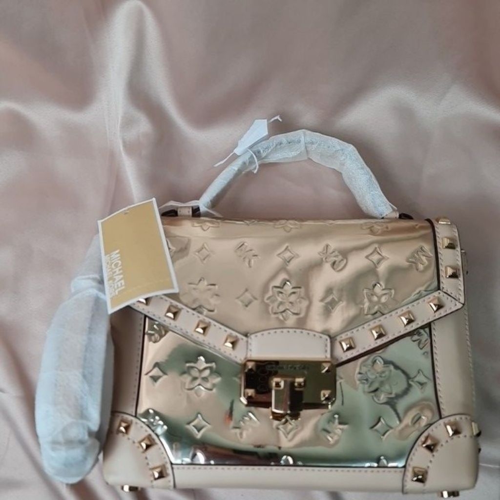 MK KINSLEY PUSH LOCK PALE ROSE GOLD HANDBAG NWT ORIGINAL TAS PESTA PARTY KEBAYA