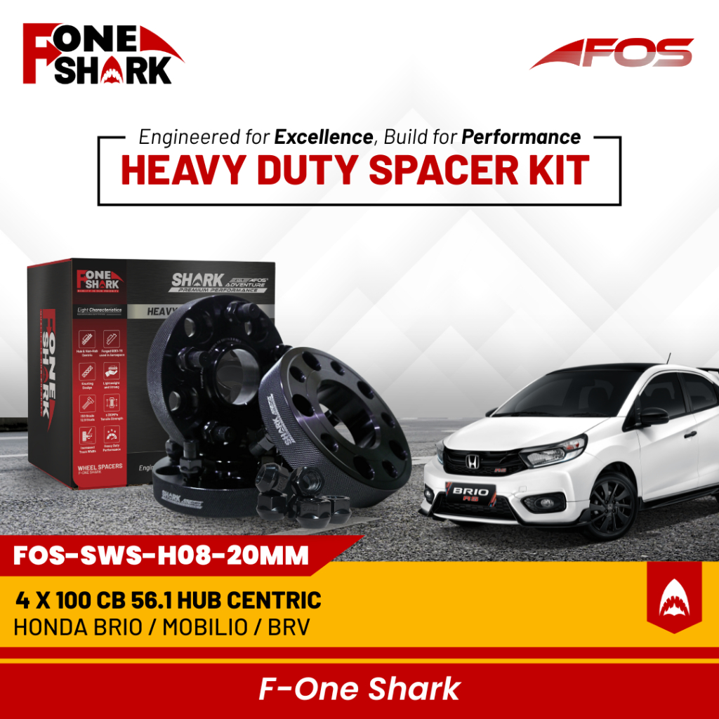 F-One Shark FOS Heavy Duty Wheel Spacer Adaptor Roda Velg Honda Brio / Mobilio / BRV BR-V Forged Alu