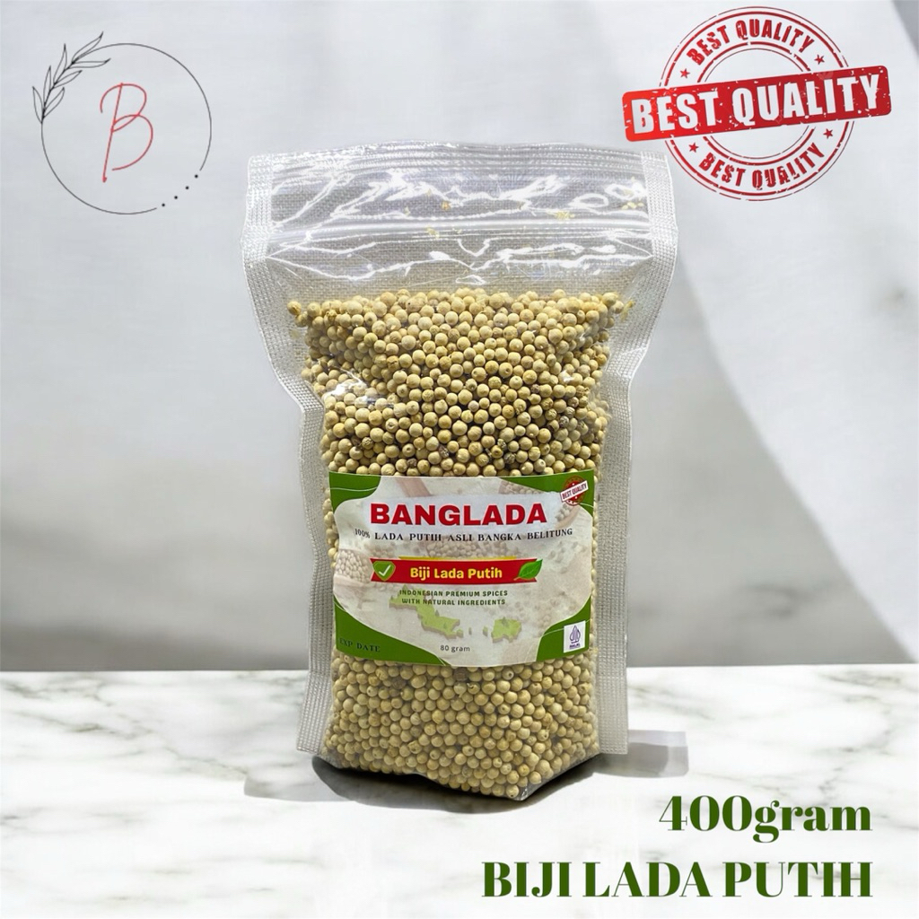 

BANGLADA Biji Lada Putih Asli Pilihan Bangka Belitung 400Gram Merica Murni Biji Lada Putih Premium Grade A Super