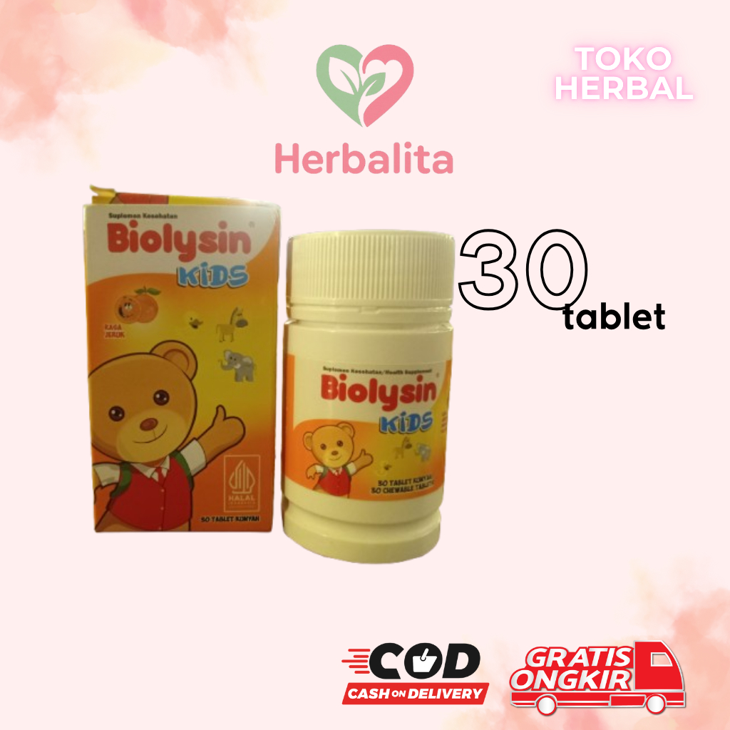 

Biolysin Kids rasa Jeruk Box Isi 30 Tablet / Vitamin & Suplemen Anak Promo - Herbalinu
