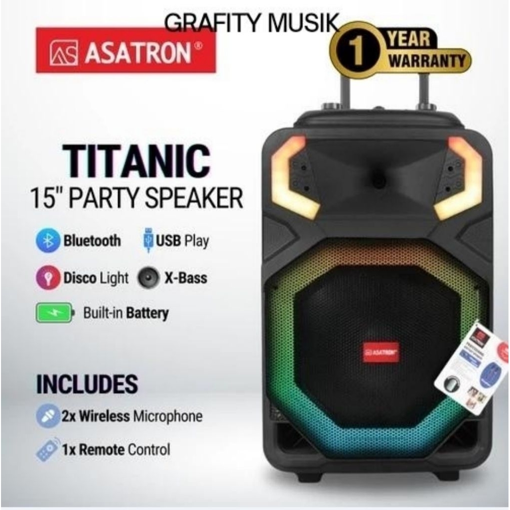 Speaker Portable Asatron Titanic 15 Party Speaker Portable Asatron Titanic 15 Inch Original