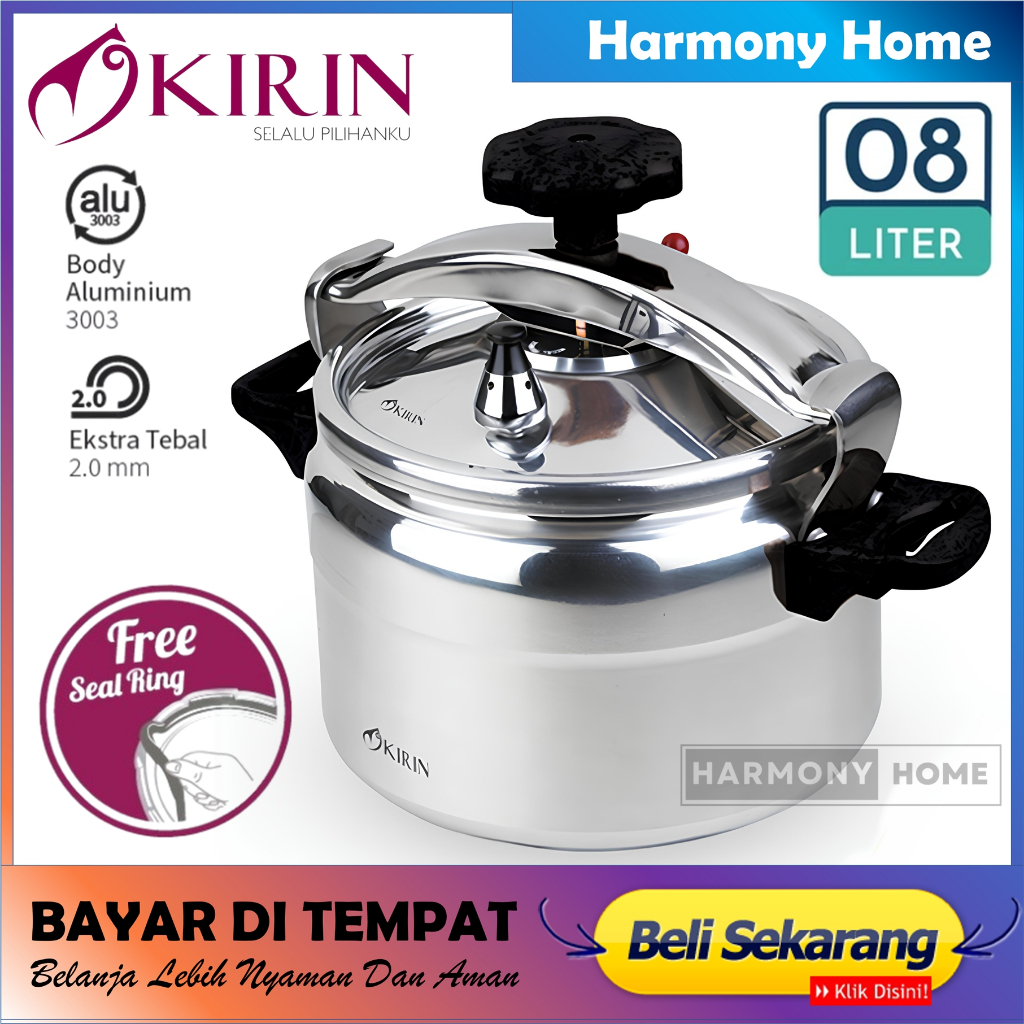 Panci Presto Kirin KPC 080 Pelunak Daging Ikan 8 Liter Presure Cooker Panci Presto 8 Liter Stainless