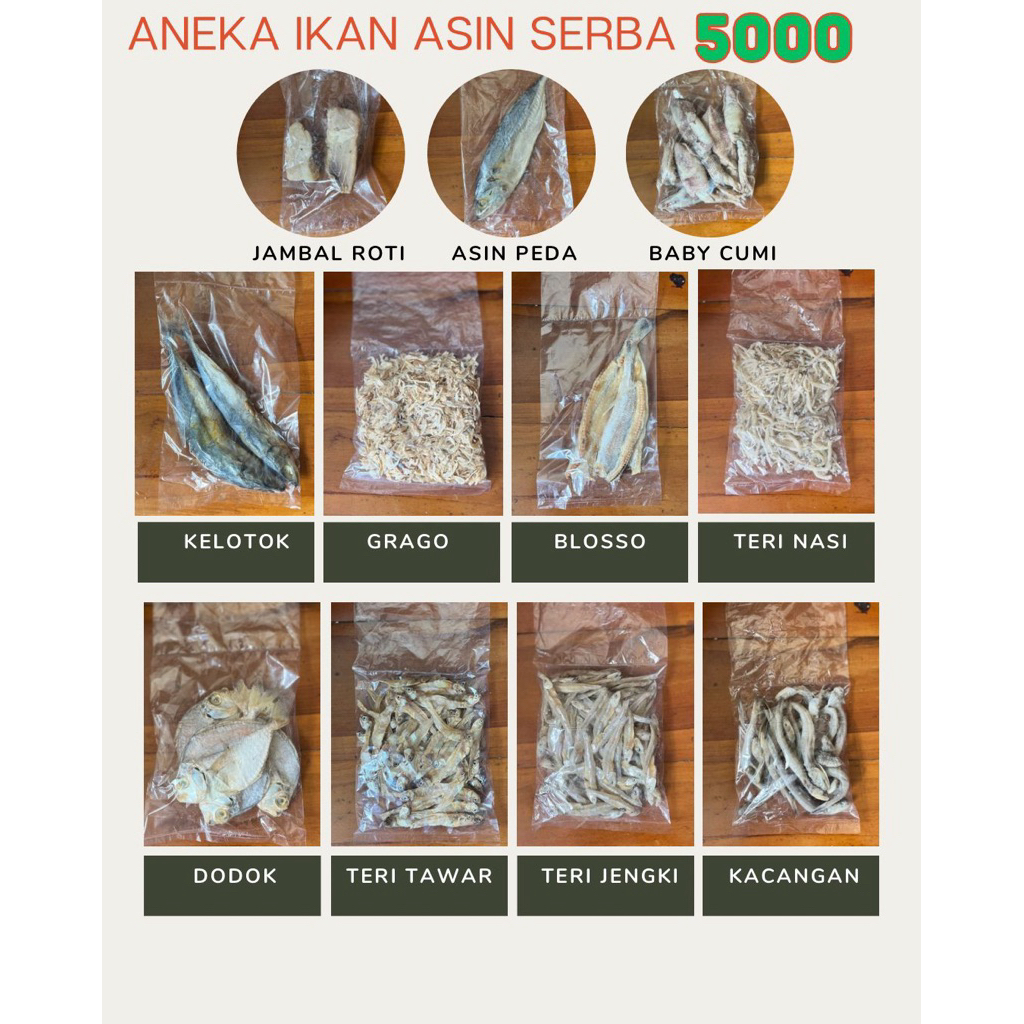 

Ikan Asin Serba 5000 Goceng Aneka Ikan asin Murah fresh