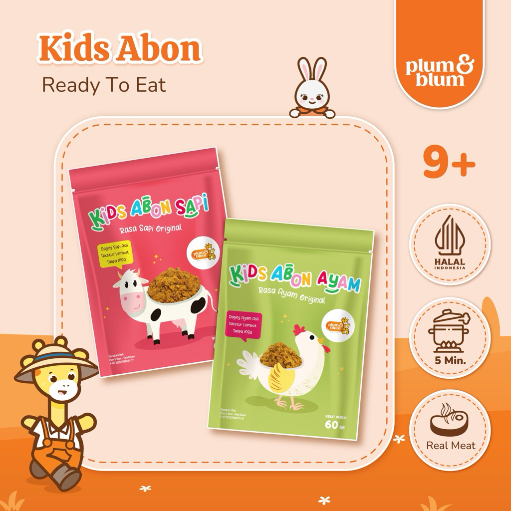 

Plum & Blum Abon Bayi Anak Kids Sapi Abon Ayam Abon Tuna No MSG - 60 gram