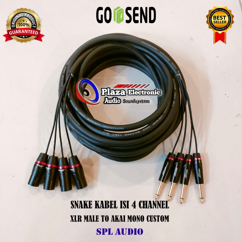 Snake Kabel 4 Channel Komplit Jek SPL Audio Akai mono To Male 10 Meter