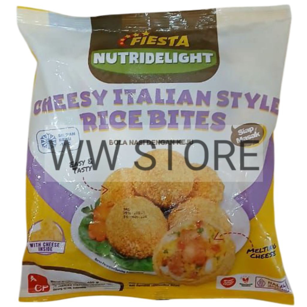 

Bola nasi dengan keju SIAP MASAK halal MUI FIESTA NUTRIDELIGHT CHEESY ITALIAN STYLE RICE BITES 400g