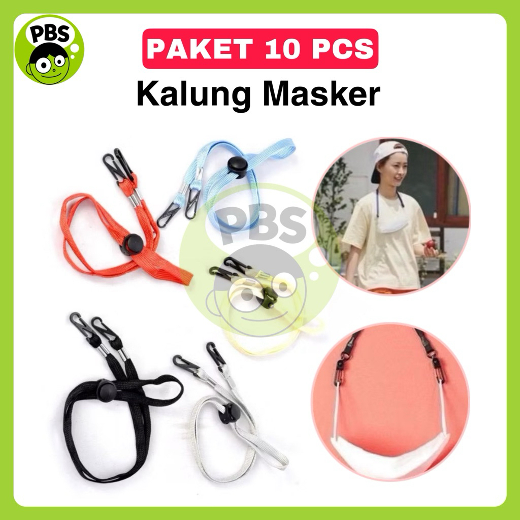 ( Paket 10 Pcs ) Strap Masker / Tali Gantungan Masker | Kalung Konektor Stopper Mask Hanger Harga Gr