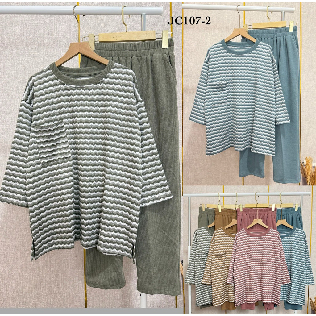 KODE JC805 || Set pocket knit 7/8 wanita || Setelan celana 7/8