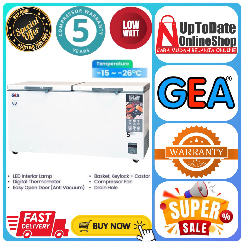 CHEST FREEZER GEA AB-600R AB-600-R AB600R AB 600 R FAST FREEZING SUPER LOW WATT FREEZER BOX GEA 500L