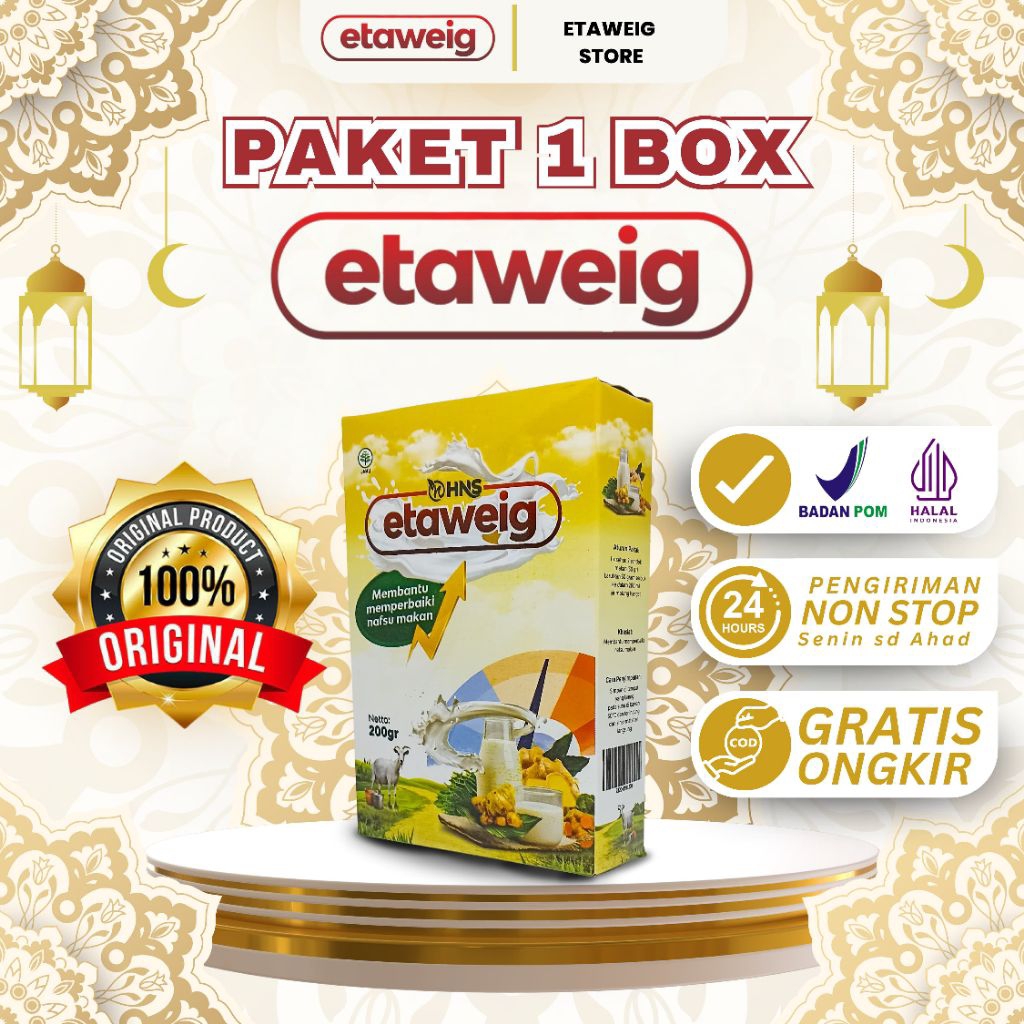 

Susu Kambing Etaweig - Susu Penggemuk Penambah Berat Badan dan Nafsu Makan Ampuh Original BPOM 1 BOX