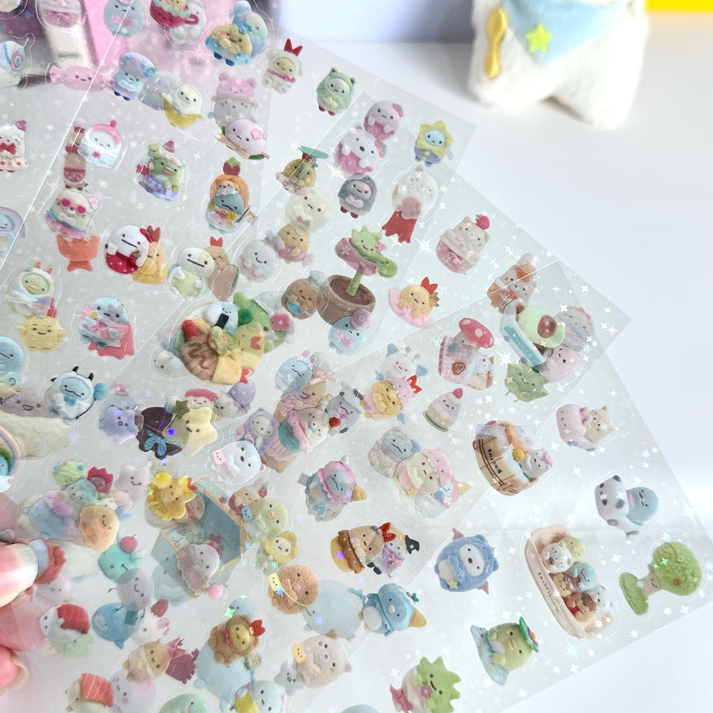 

sticker set isi 4lembar sumikko gurashi PET transparant holostar readystock B3346