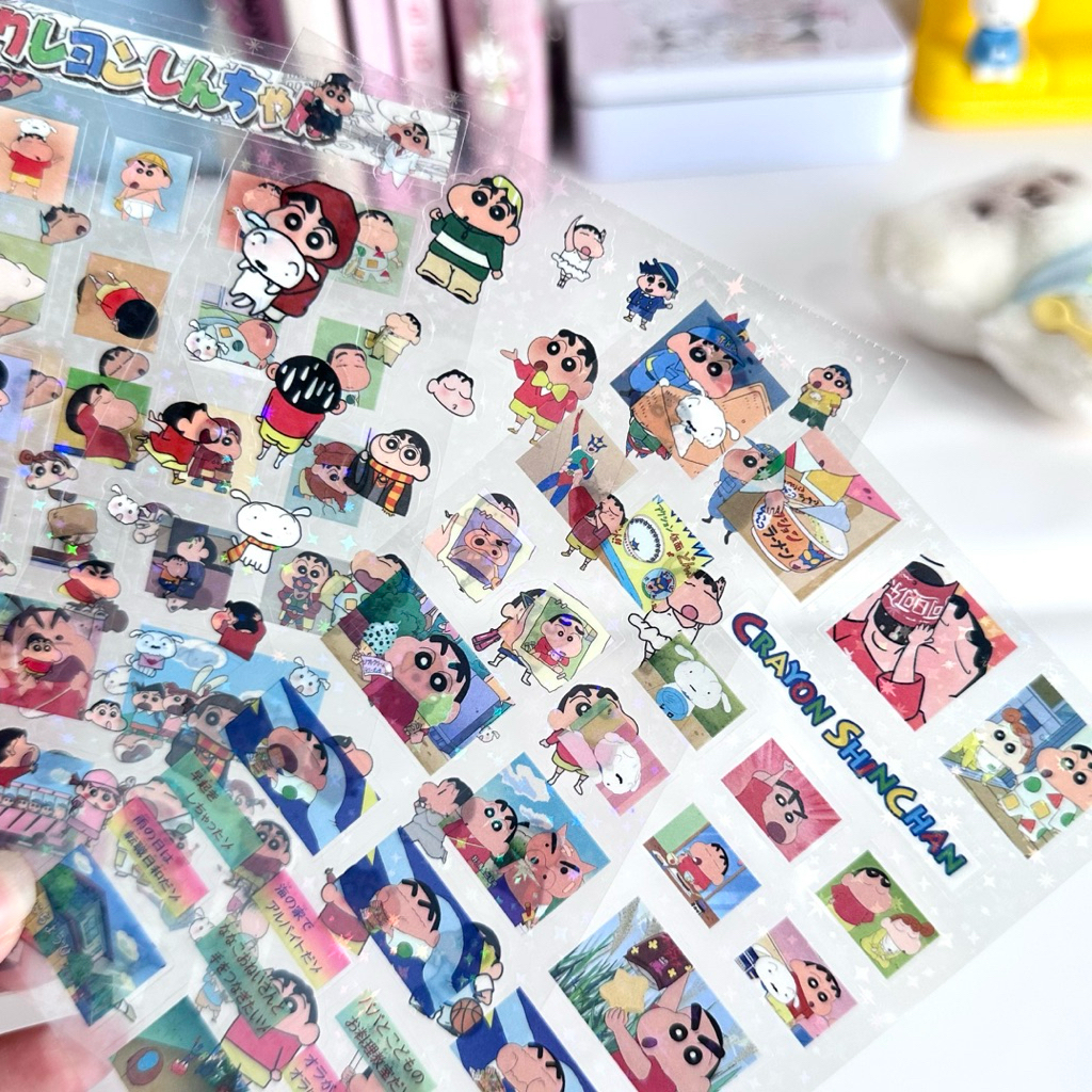 

sticker set isi 4lembar crayon shinchan PET holostar sinchan stiker lucu dekorasi journal readystock B3346