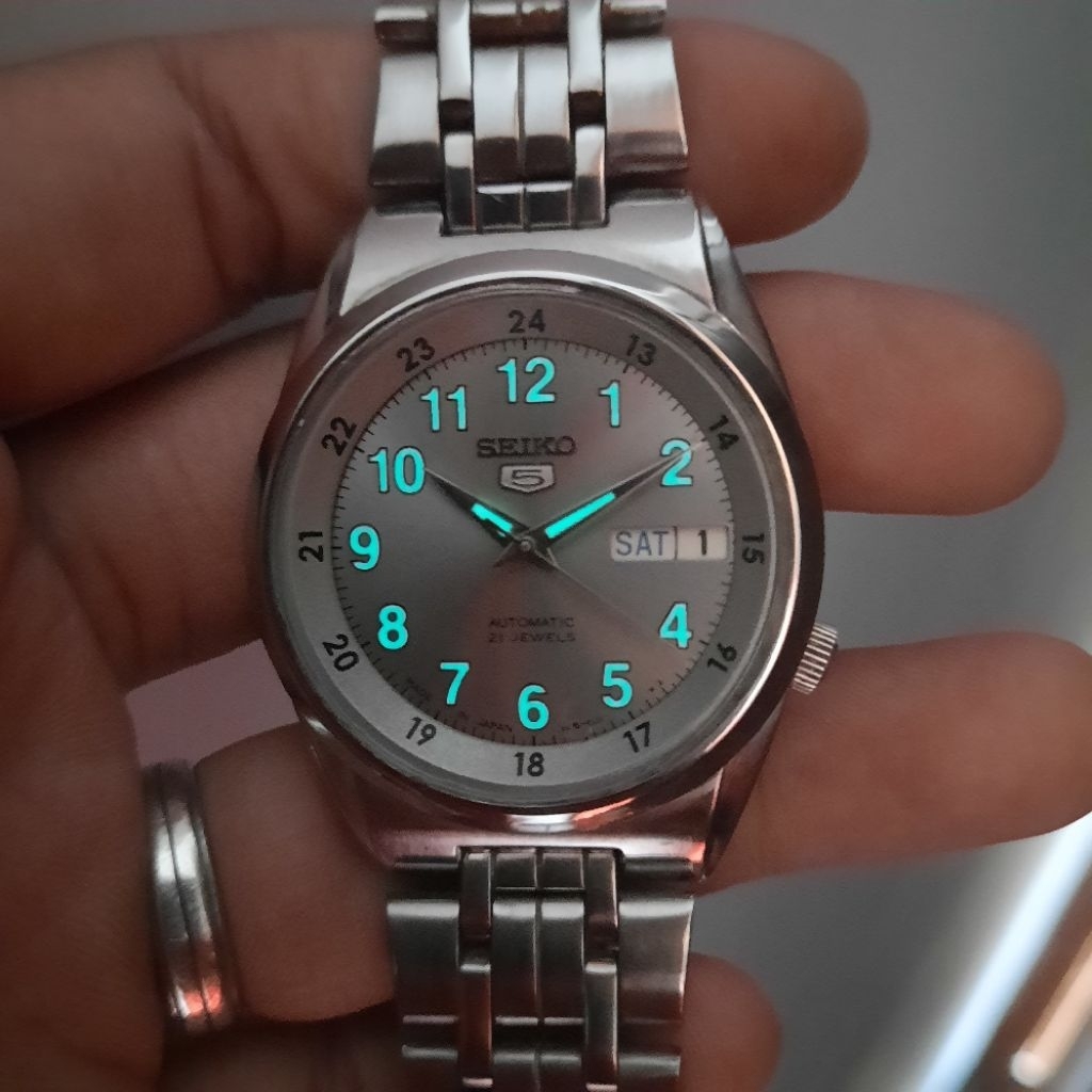 JDM Seiko 5 Automatic SNK581J1 Abu-Abu Grey Sumbrust SNK581 7S26-02C0