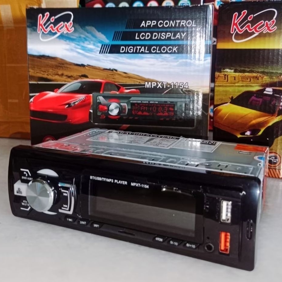 Tape Mobil Head Unit Single Din 2USB Cas Hp MP3 Player Bluetooth AUX Slot Kartu SD