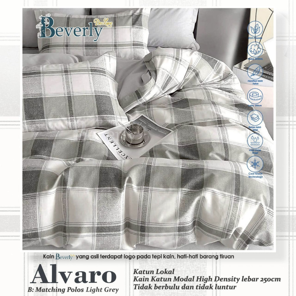 SPREI SET BAHAN KATUN BEVERLY MOTIF ALVARO