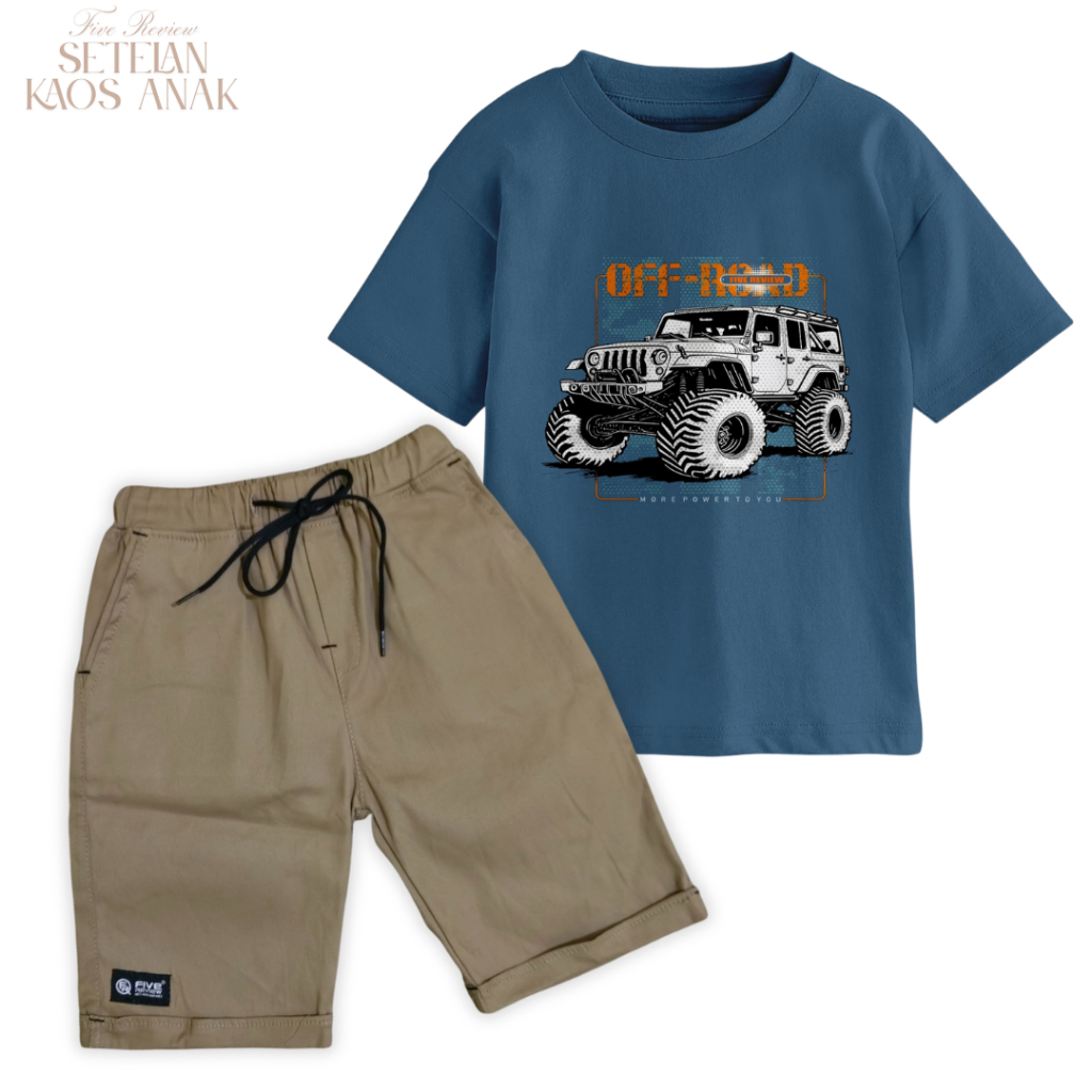 stelan/setelan baju kaos/distro/clothingan celana chino pendek anak cowok laki-laki perempuan usia 3