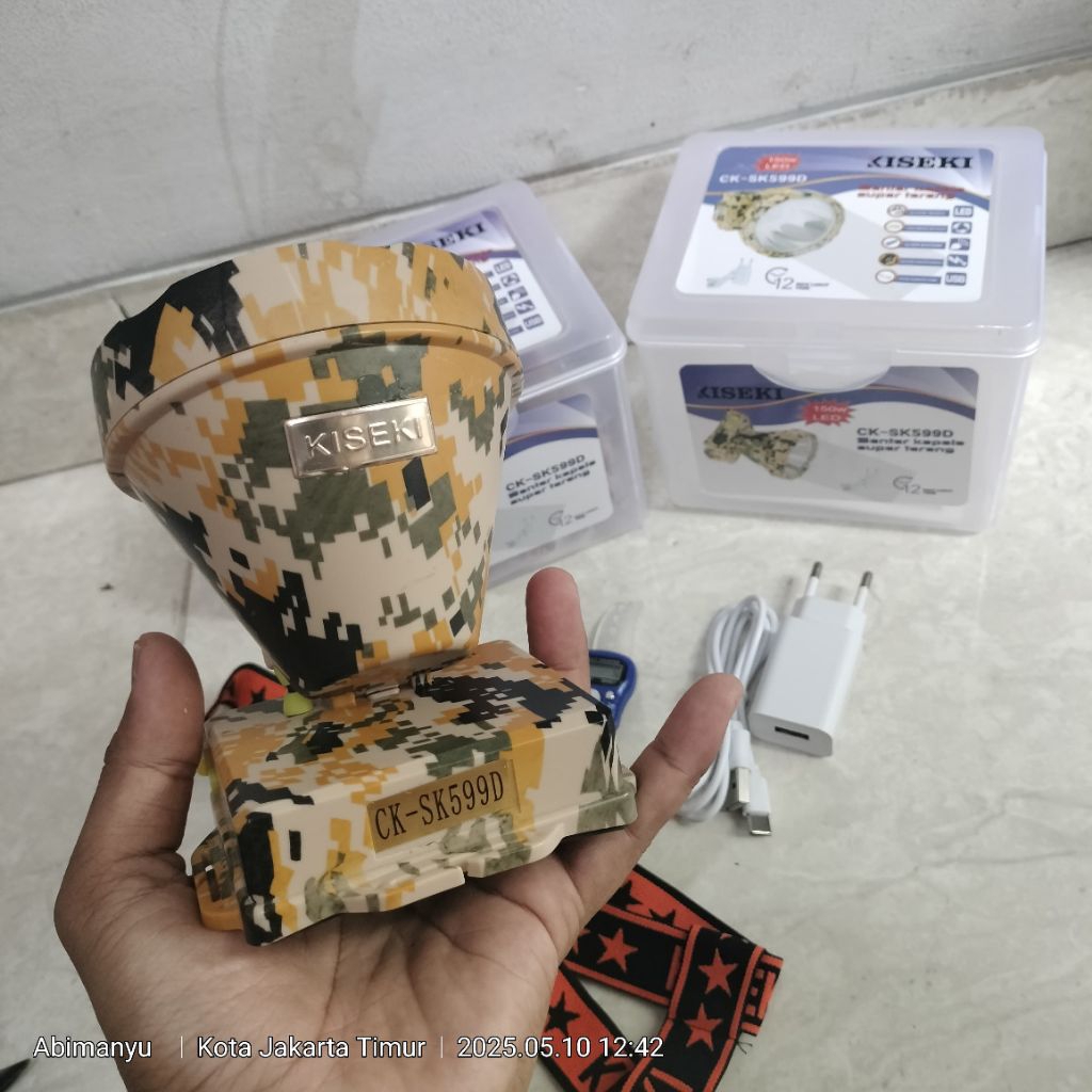 Senter kepala kiseki 150 watt loreng CK-SK599D cahaya putih super terang