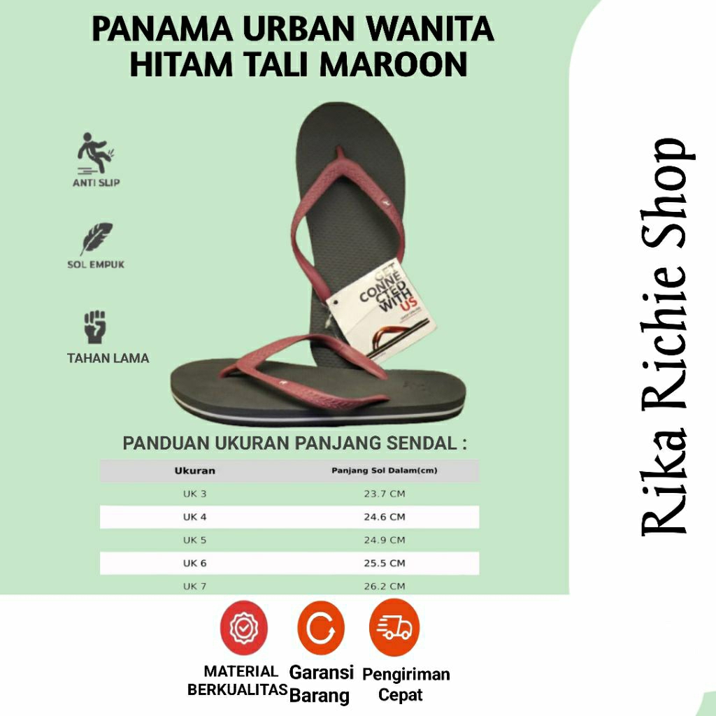 Sandal Panama / Sandal Jepit Wanita Panama Urban Female Hitam List Ungu