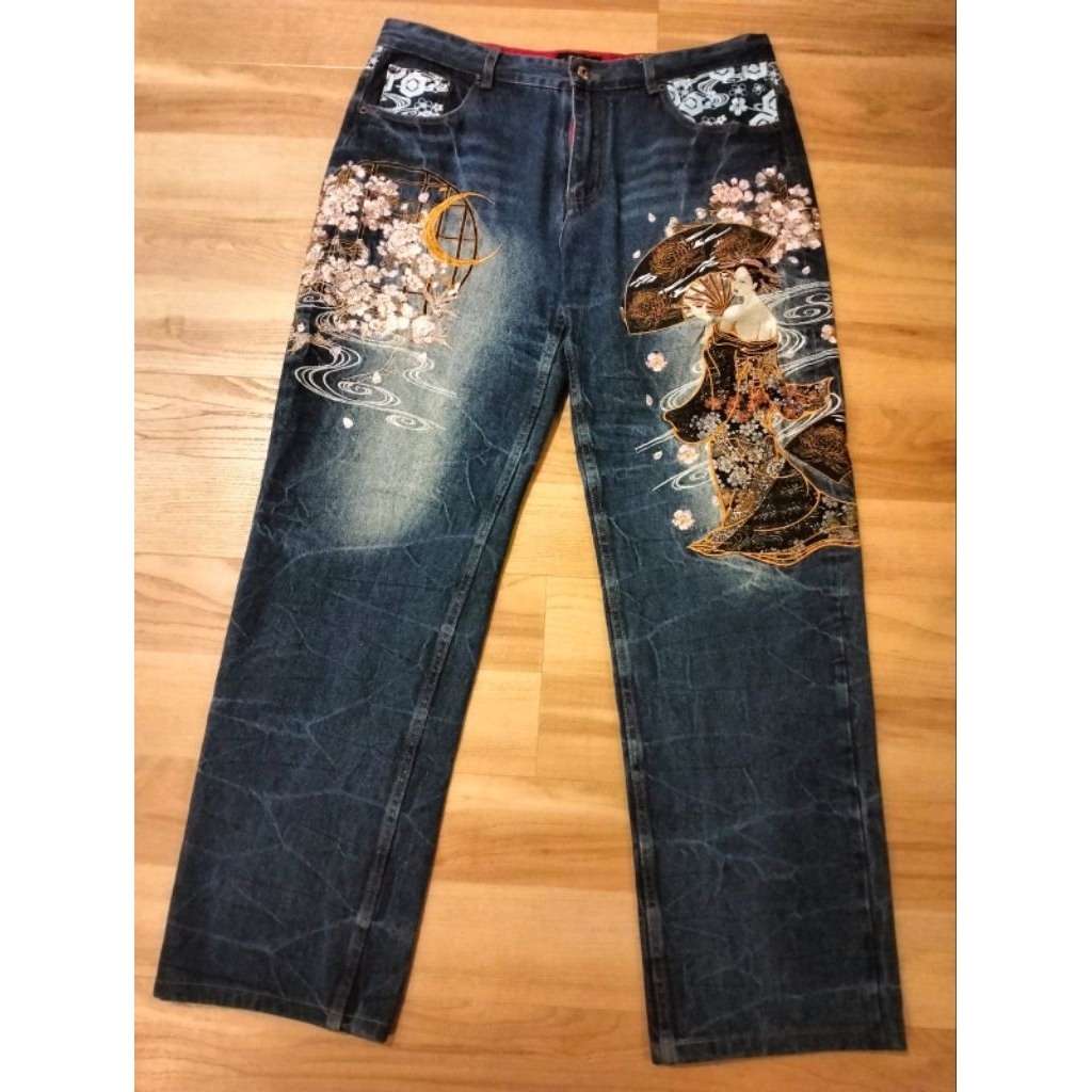 Celana Jeans Sukajan Geisha Fugutaiten