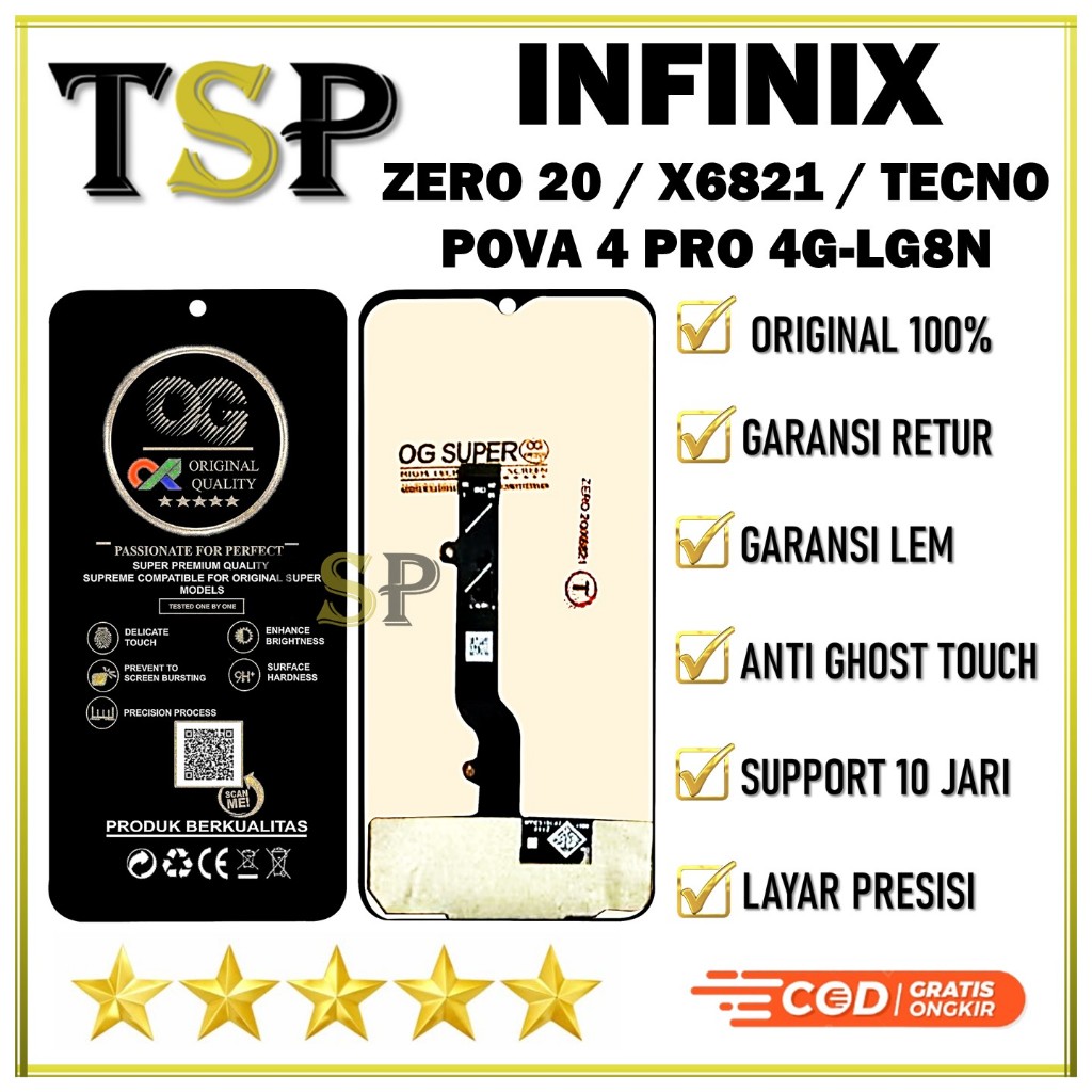 LCD TOUCHSCREEN INFINIX ZERO 20 / X6821 / TECNO POVA 4 PRO 4G-LG8N ORIGINAL 100% FULLSET