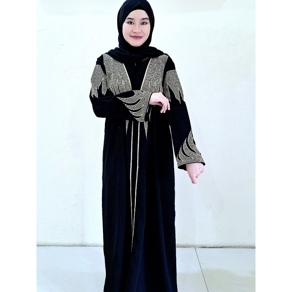 Abaya Hitam Bordir Mesir Gamis Busui Wanita Dress Arab