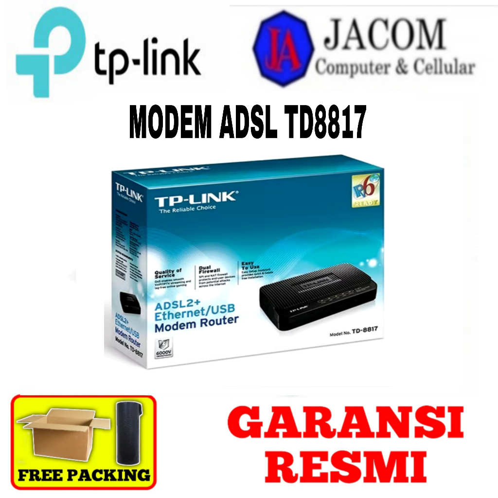 TP-LINK ADSL2+ Modem 1 Port TD-8817 Router WiFi USB