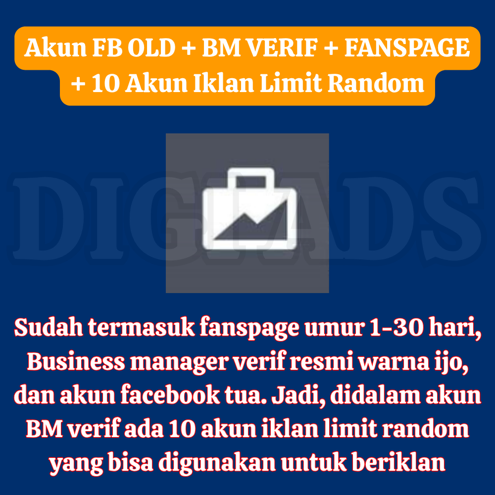 Akun FB Facebook ads + BM VERIF RESMI + 10 Akun Iklan Limit Random + Fanspage