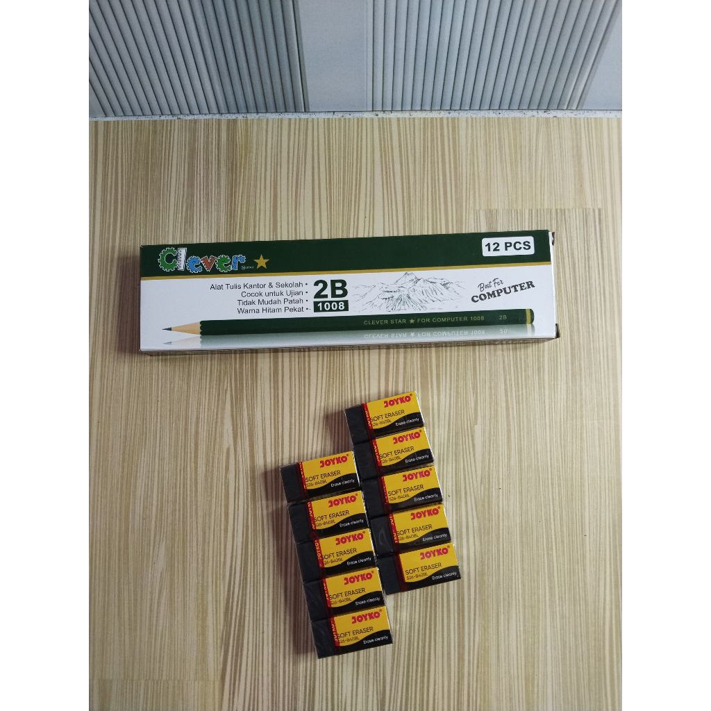 

PAKET HEMAT PENSIL CLEVER [12PCS] + PENGHAPUS JOYKO 526-B40BL [10 PCS]
