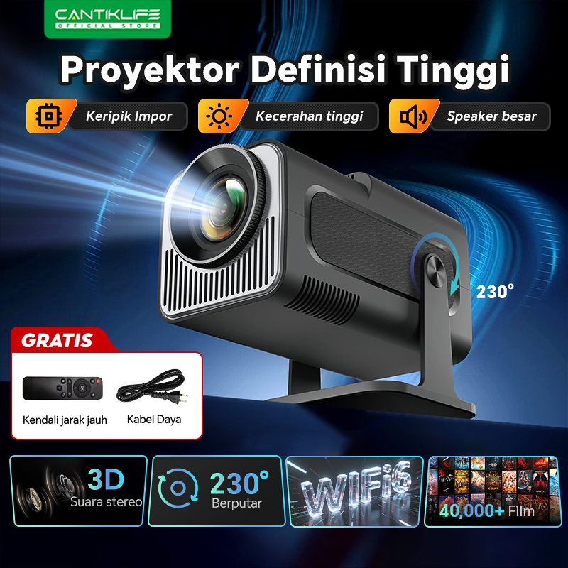 HY320 Pro Proyektor Mini Portable 1080P Asli Resolusi Tinggi Wireless WiFi6 & Bluetooth 5.0 Bisa Cas