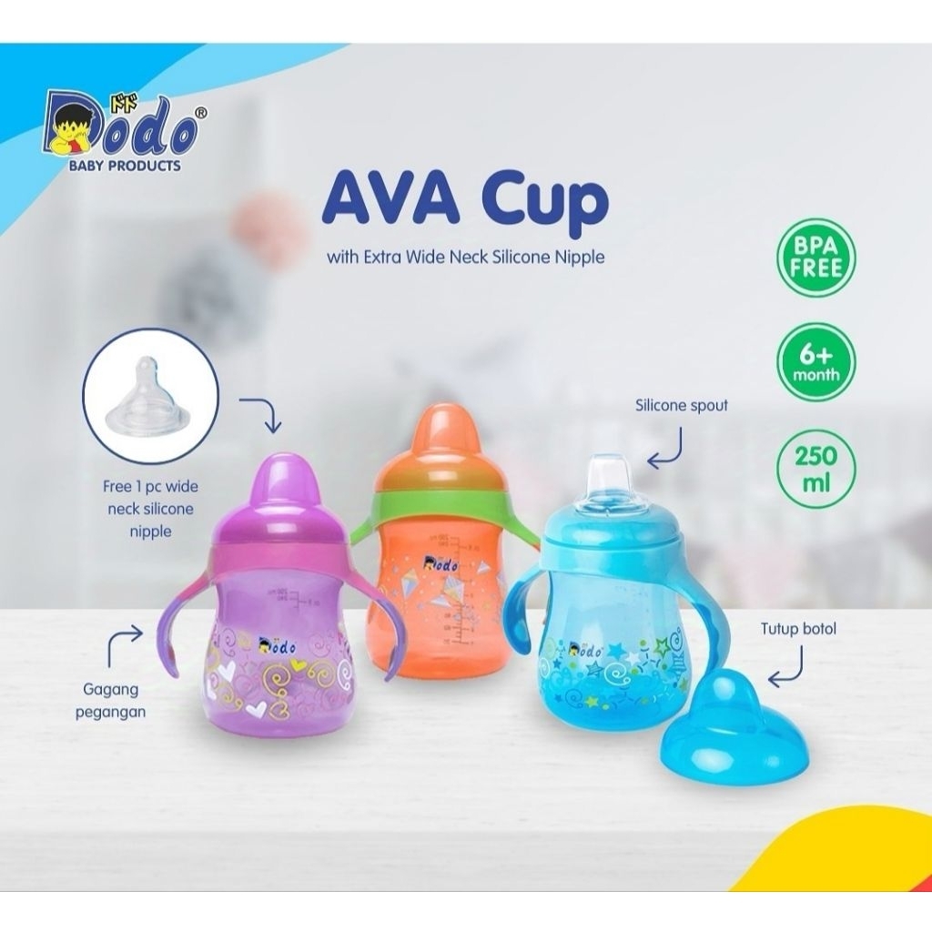 DODO AVA CUP botol susu bayi with extra wide neck silicone Nipple