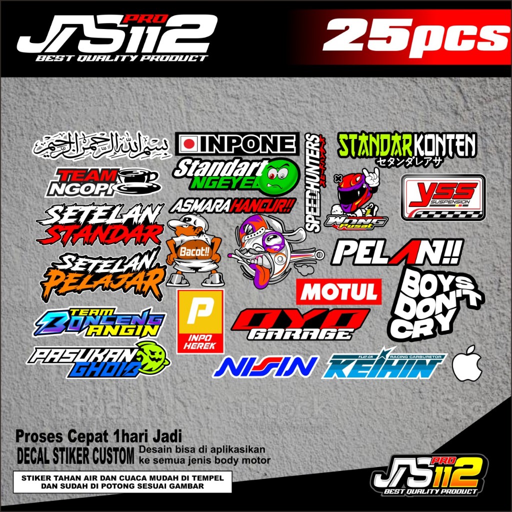 

STIKER BRAND PAKET 25PCS STIKER TEMPEL BISMILLAH KATA - KATA BRAND KEREN