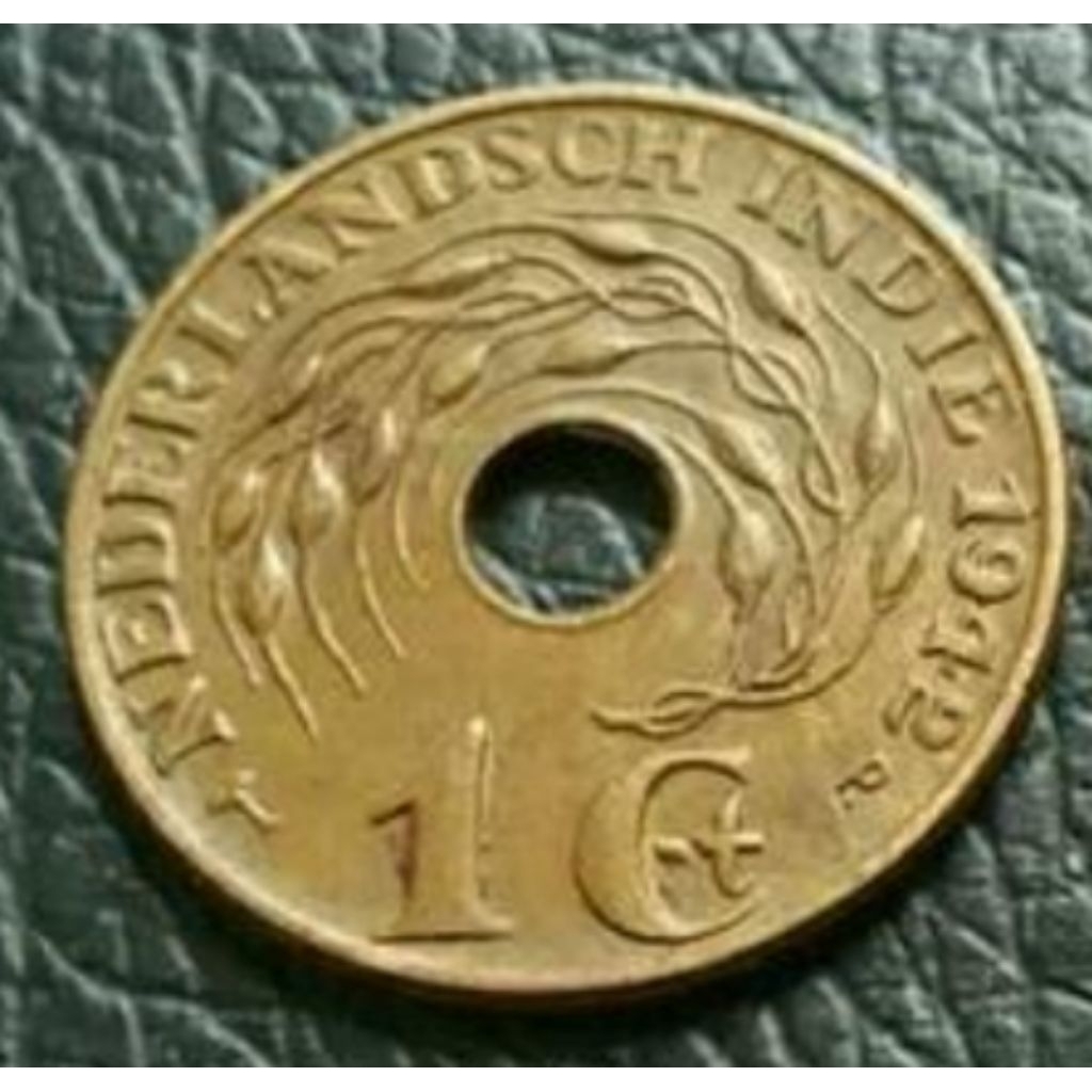 uang kuno KOIN 1 CENT BOLONG NEDERLANDSCH INDIE