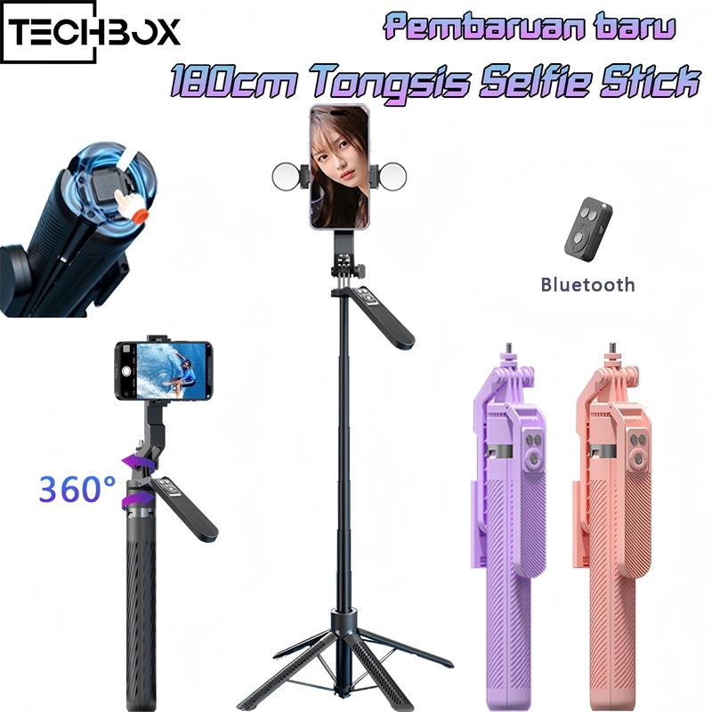 Tech 180cm Tongsis Kualitas Tinggi Aluminium Berkualitas Empat Tripod Tongsis Selfie Stick HP Tripod