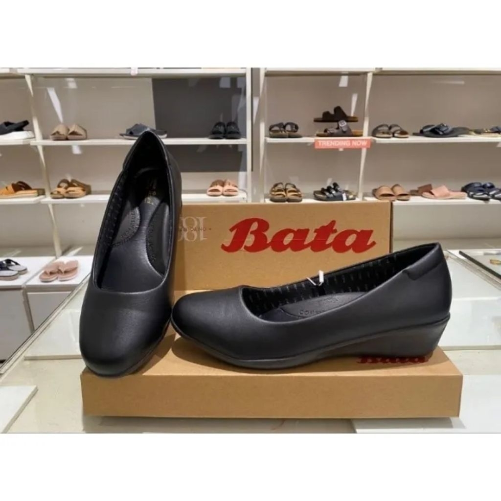 Bata comfit sepatu pantopel wedges kerja wanita original 651-6587