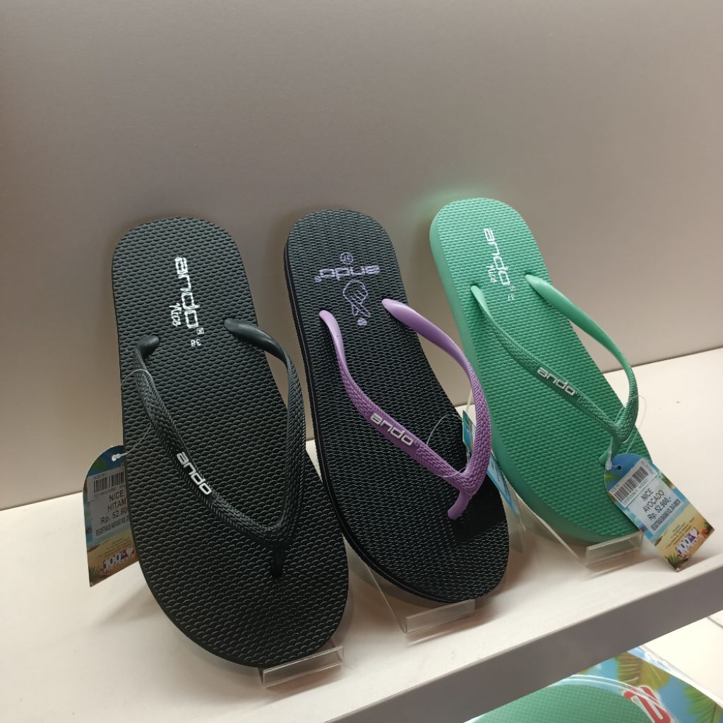 Sandal Ando Original Wanita/ Japit Ando/ Spon Japit Ando Wanita/ Sandal Spon Teplek Wanita