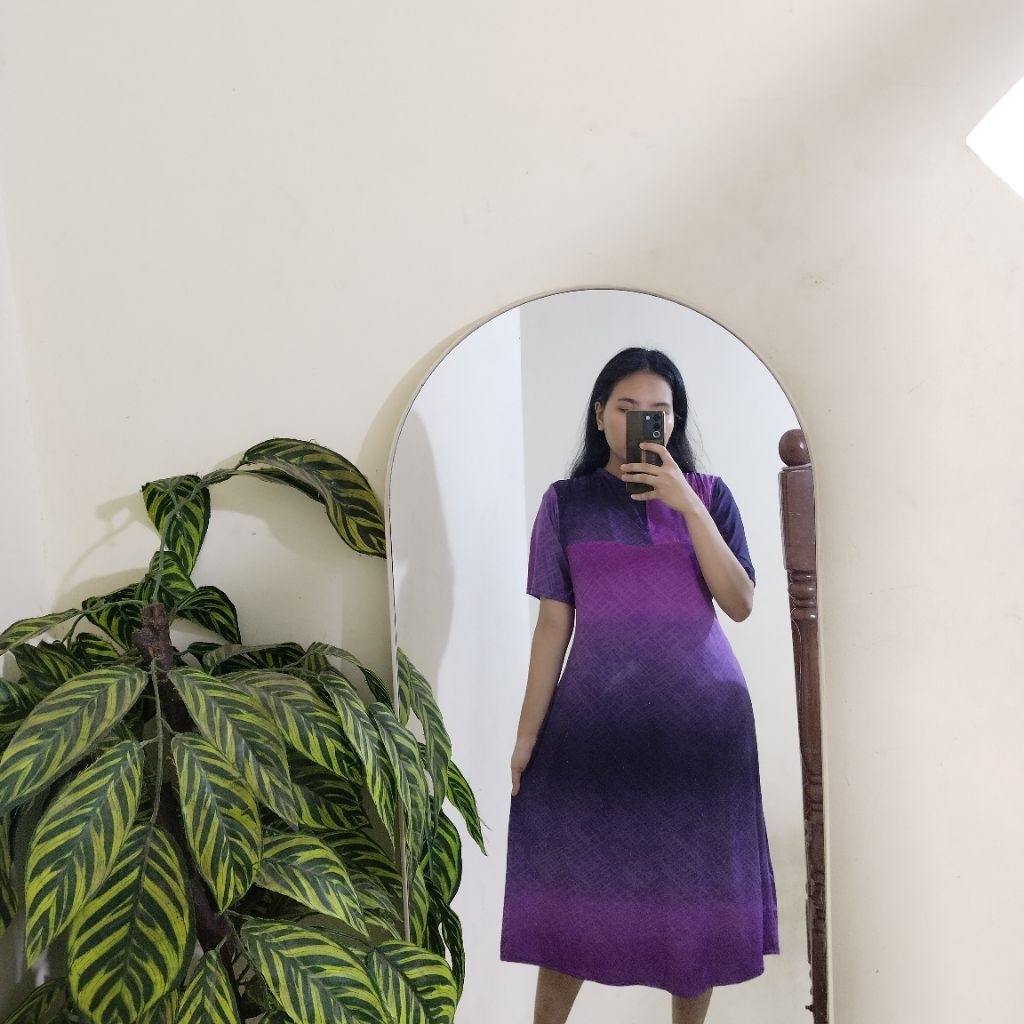 UIY Daster Jersey Waffle Motif Bunga Lengan Pendek Resleting Depan Rempel Bawah Baju Tidur Wanita