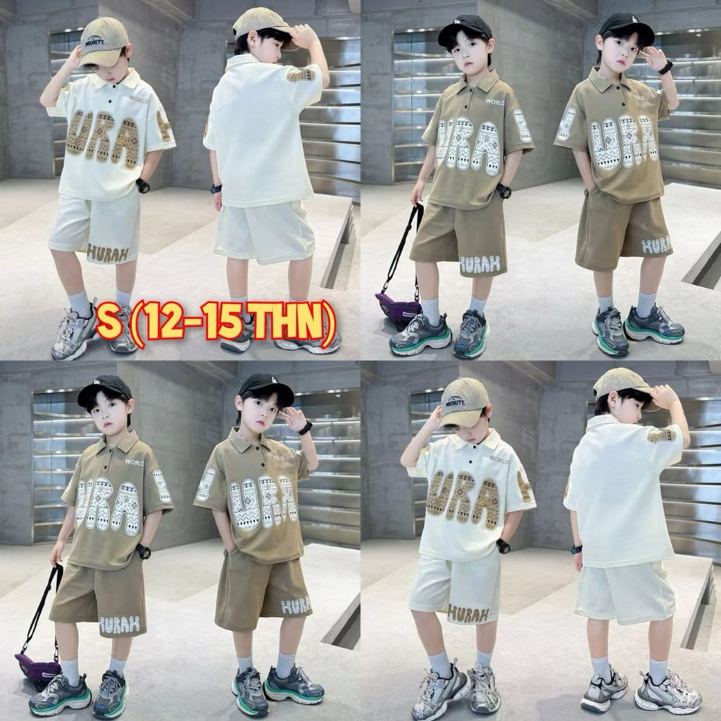 STELAN KERAH URA ANAK LAKI-LAKI DAN PEREMPUAN// BAJU SETELAN ANAK-ANAK BERKERAH