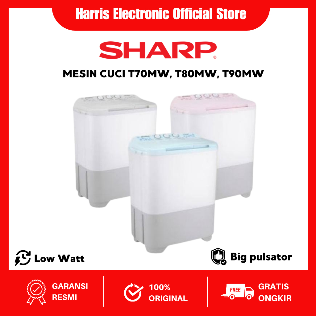 SHARP MESIN CUCI 2 TABUNG 7KG 8KG / MESIN CUCI 2 TABUNG SHARP MESIN CUCI T70MW T80MW T90MW