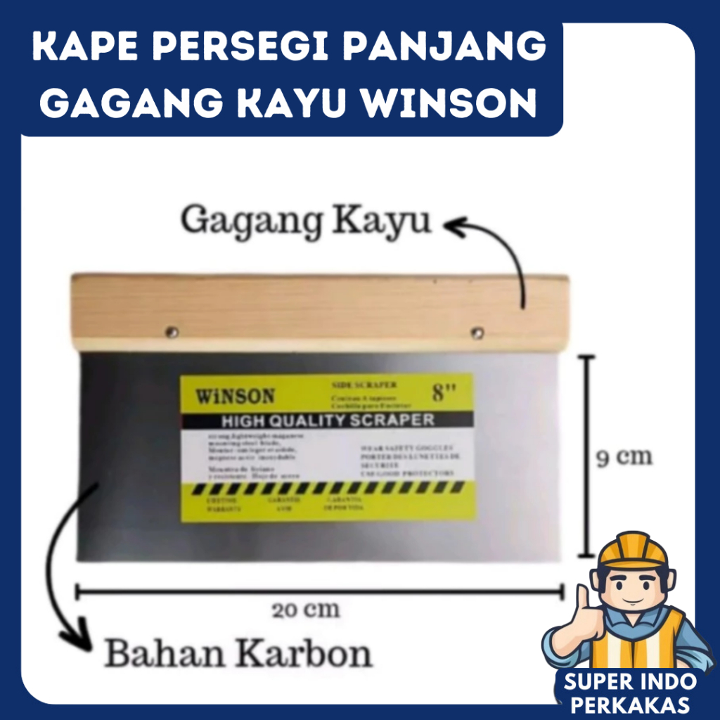 Kape stainless gagang kayu / juco bahan stainles anti karat WINSON Ukuran 20 cm