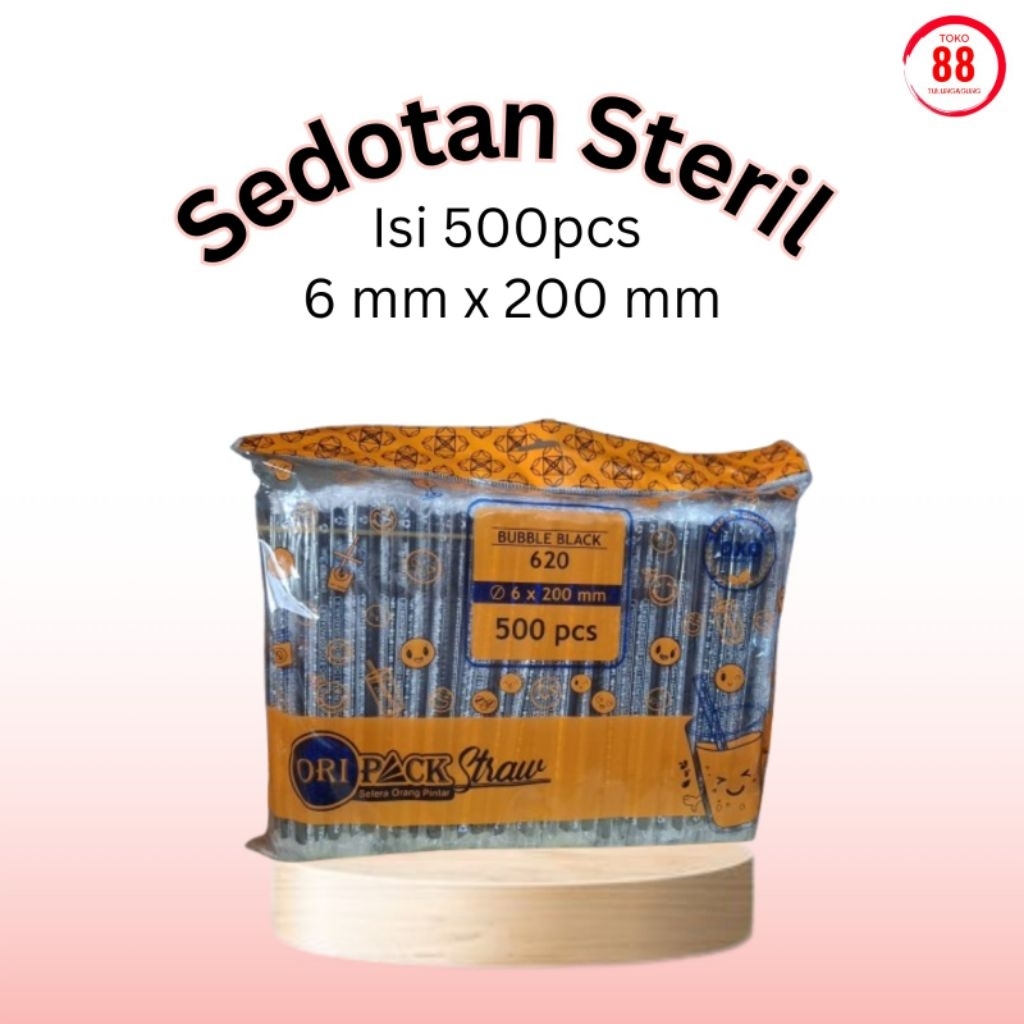 sedotan plastik steril 6mm X 200mm steril higienis / sedotan oripack / sedotan steril 500pcs / sedot
