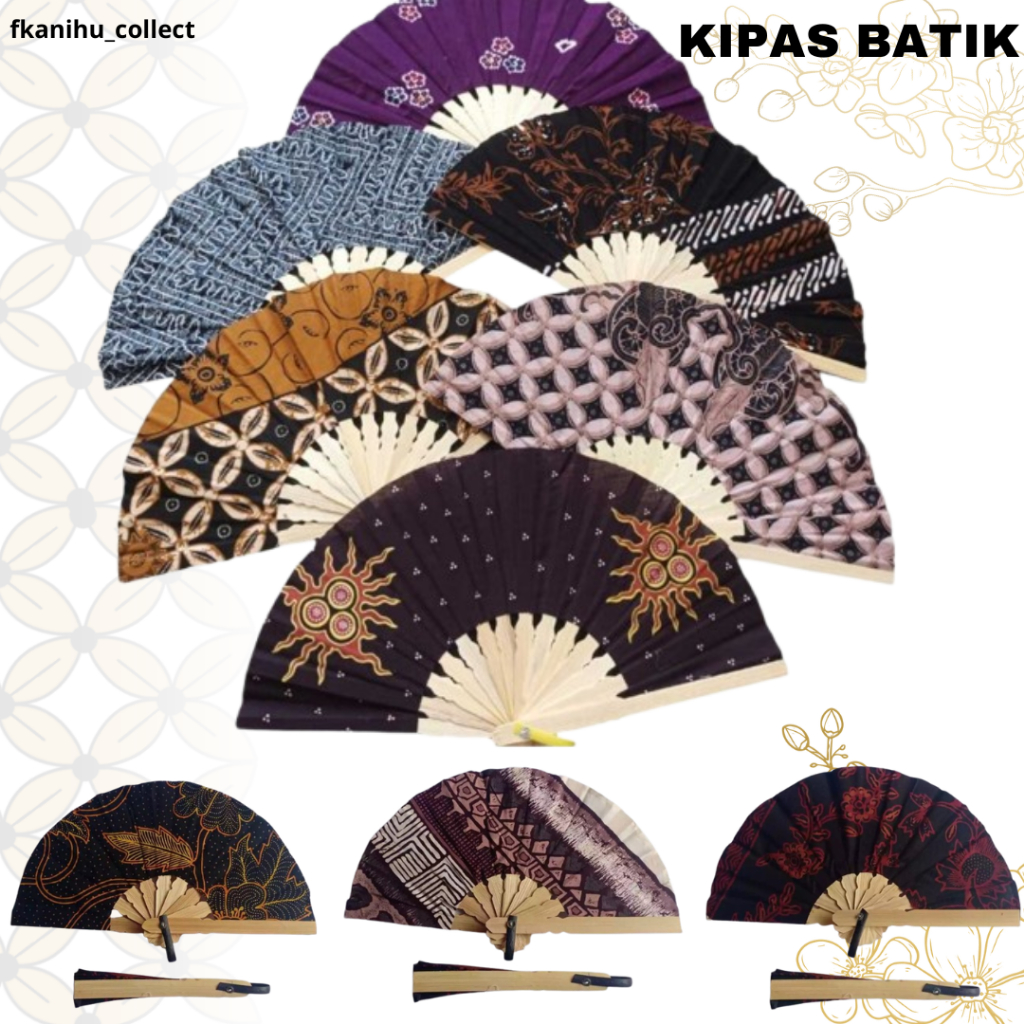 50 pcs Souvenir pernikahan Kipas Batik / Kipas Tangan Motif Batik / Kipas Lipat Batik