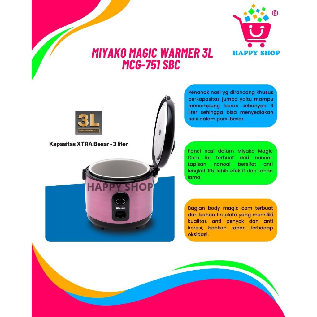 Miyako MCG-751 SBC – Rice Cooker 3 Liter