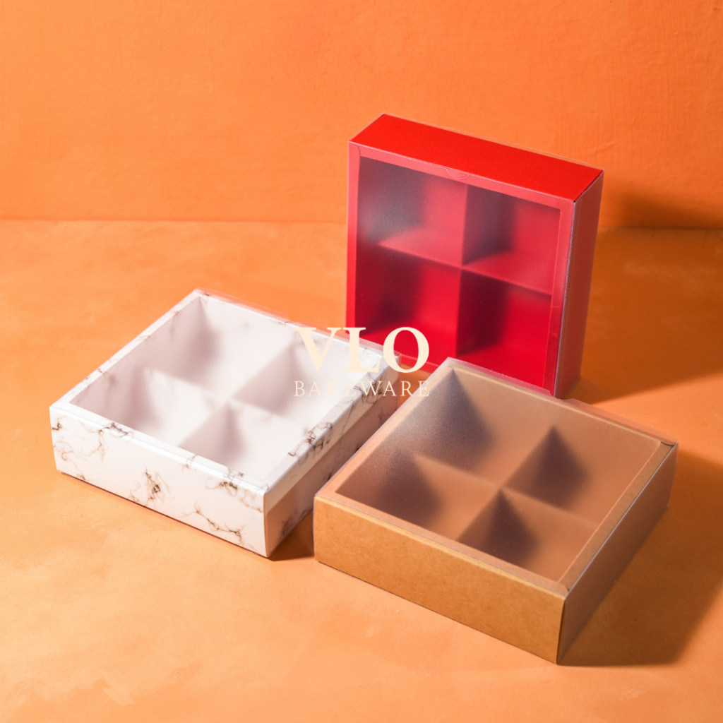 

[1 SET ISI 10 PCS] Kotak kue mooncake sekat 4 | kotak kue bulan mochi premium